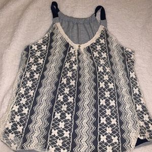 Gray & Navy Lace Tank Top